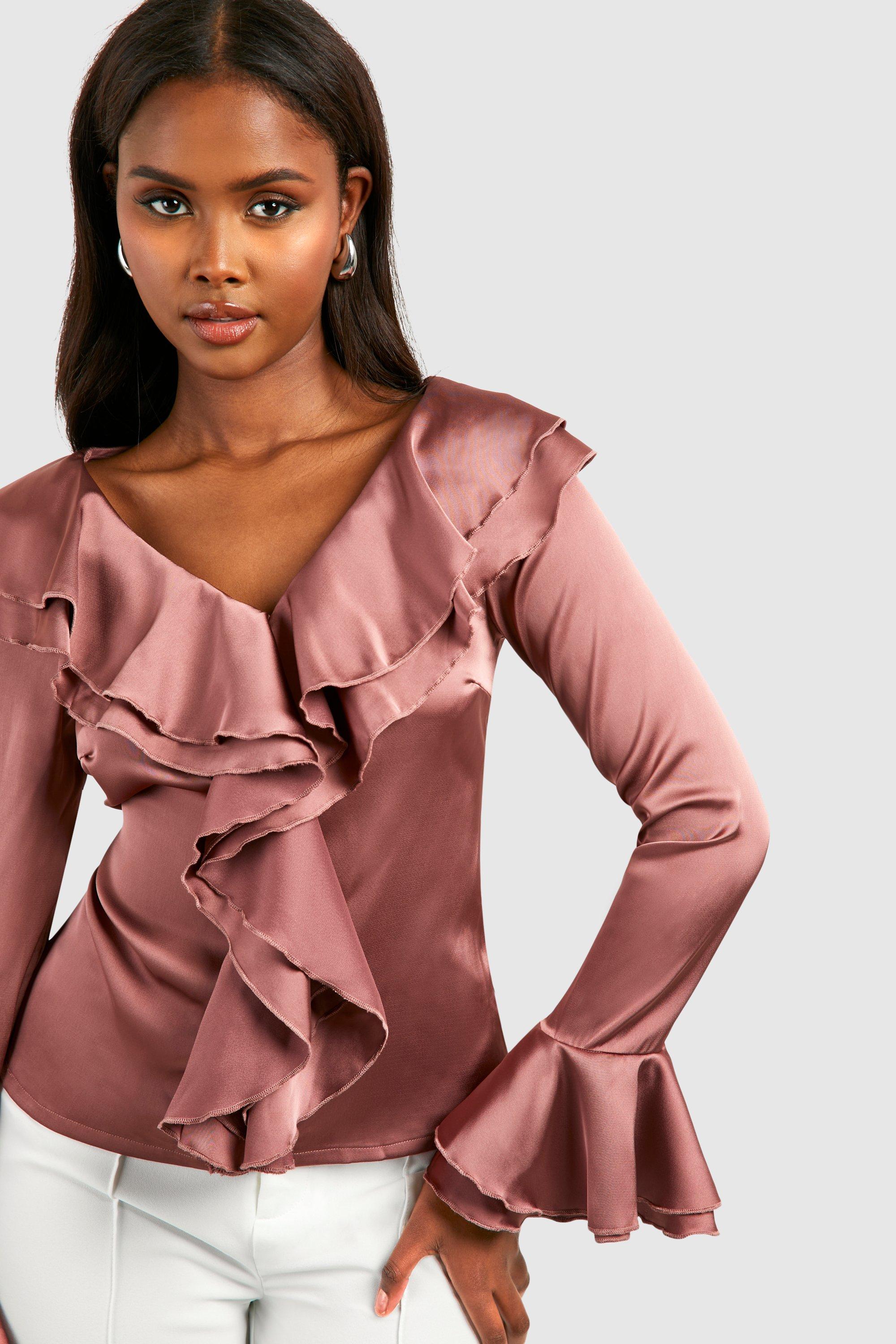 Satin Extreme Ruffle Blouse boohoo